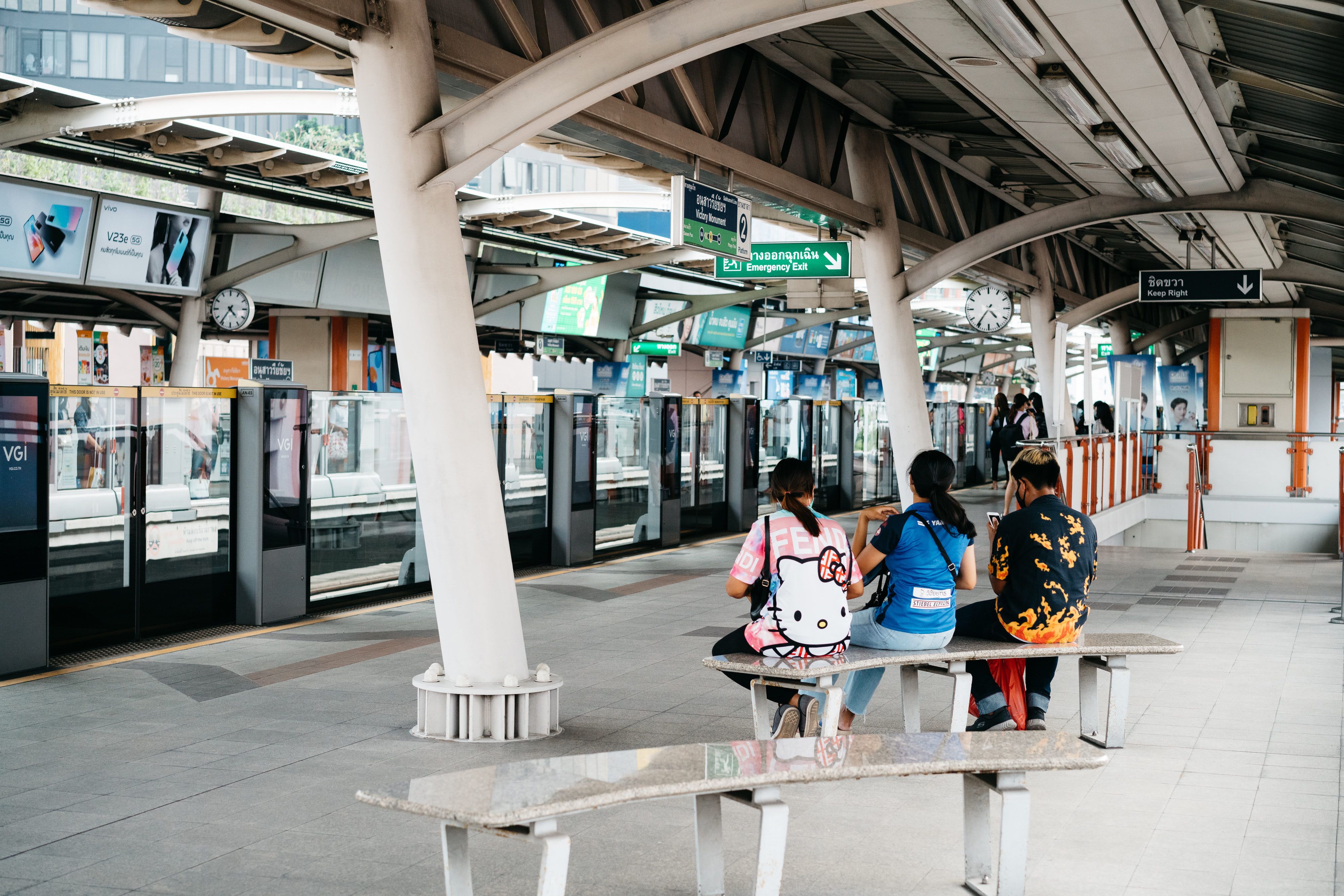 BTS Skytrain platform with passengers