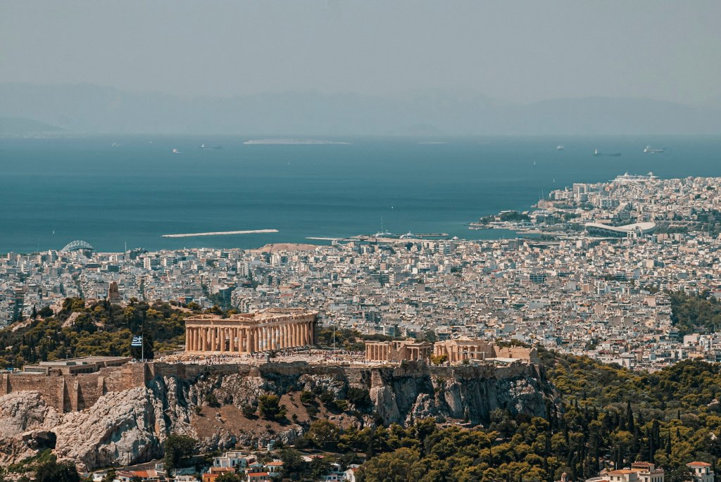 Athens rooftops and hills seen from a high vantage point in daylight