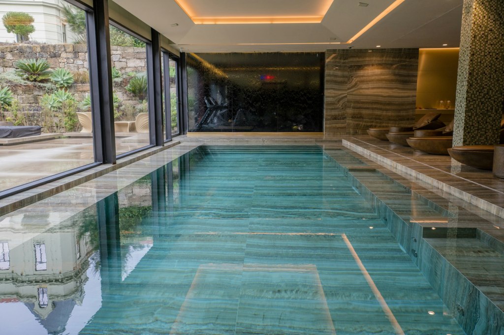 A calm indoor spa pool, evoking thalassotherapy and spa rituals in Bahrain