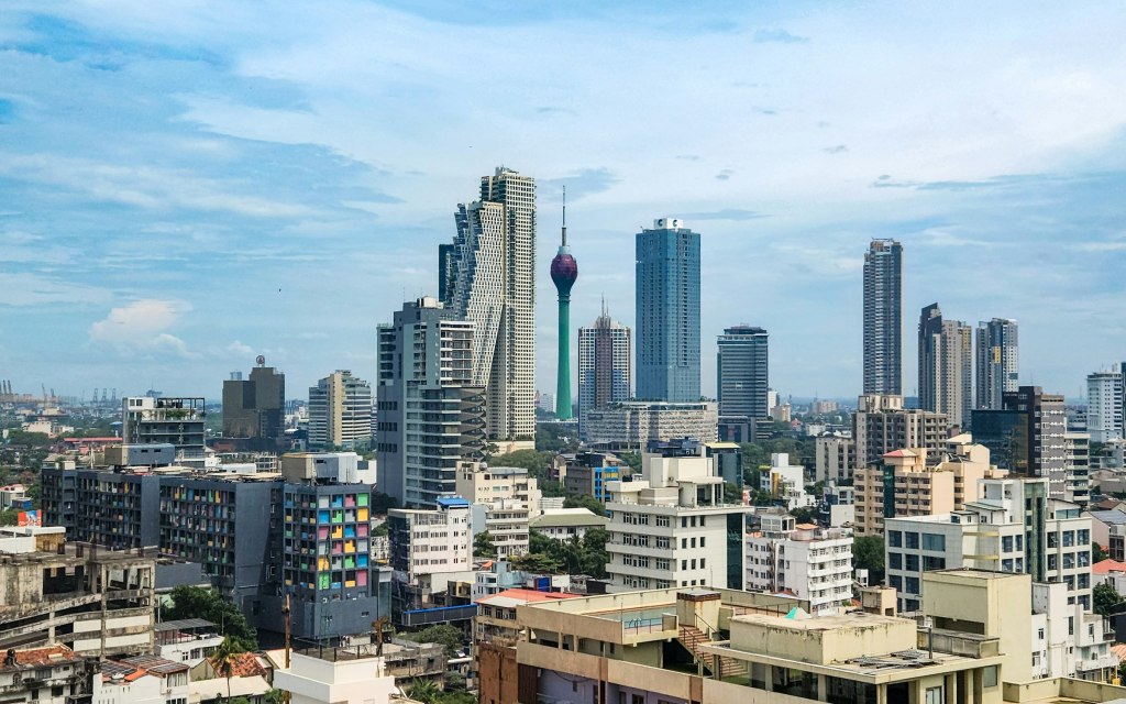 View across Colombo, Sri Lanka, with tall buildings rising above the city