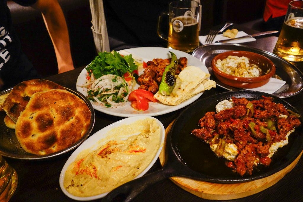 A table of Lebanese mezze dishes for fine dining in Beirut