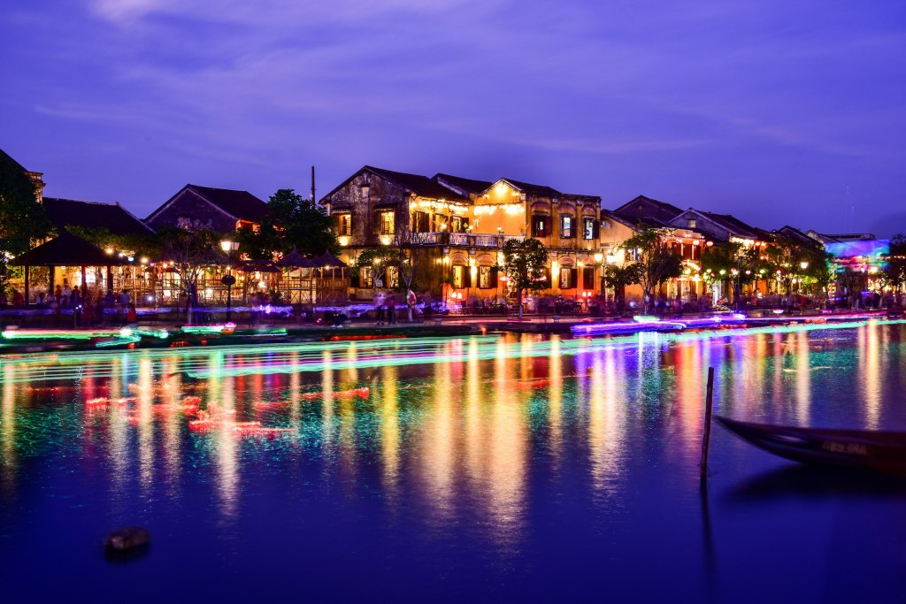 Historic houses along the river in Hoi An Ancient Town, Vietnam
