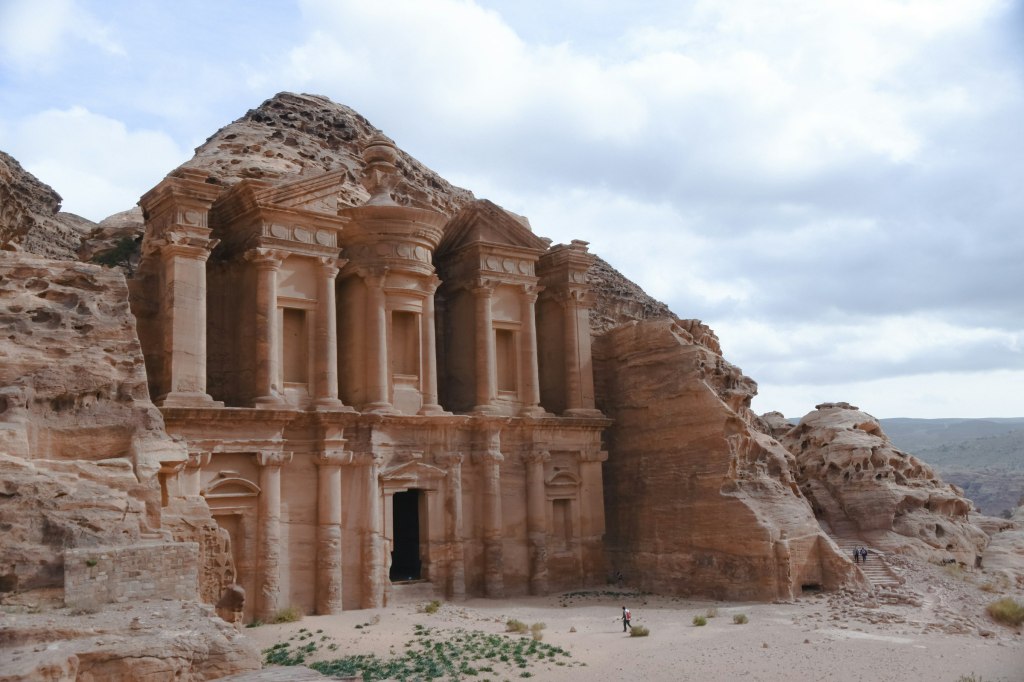 Rock-cut Nabataean monument in the rose-red sandstone of Petra, Jordan