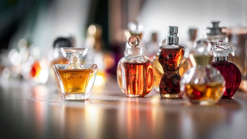 Clear glass perfume bottle, a scent from the perfumers of Kampong Glam, Singapore