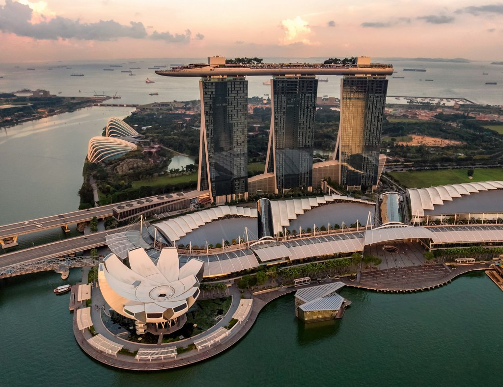 Marina Bay Sands and the Singapore skyline across the water